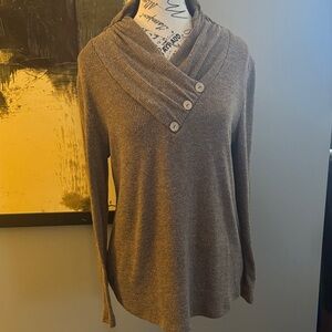 Eclipse Brown Buttoned Cowl Neck Top